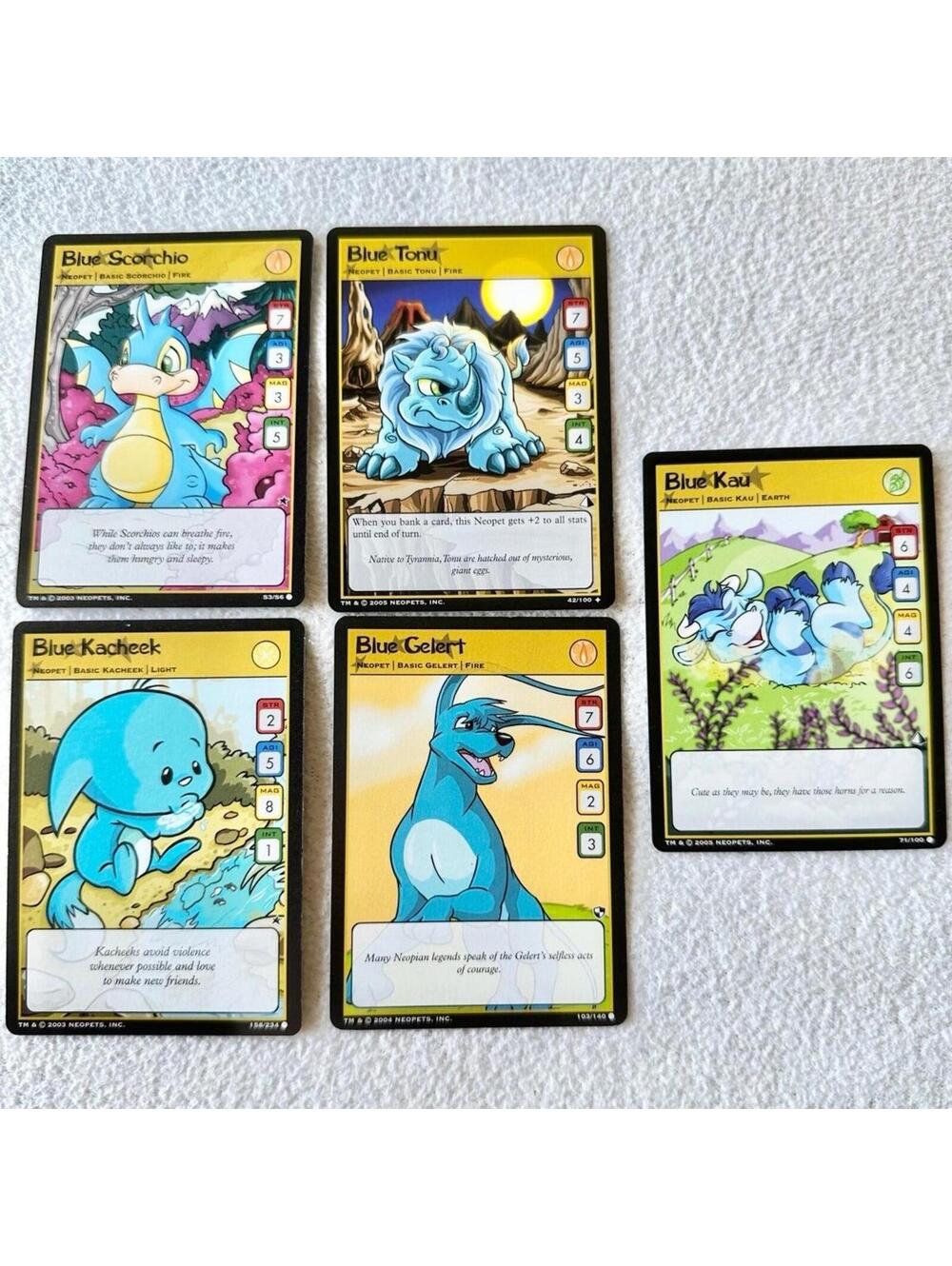 NEAR MINT+ 2003 Neopets TCG Blue Bundle of 5 Trading Cards